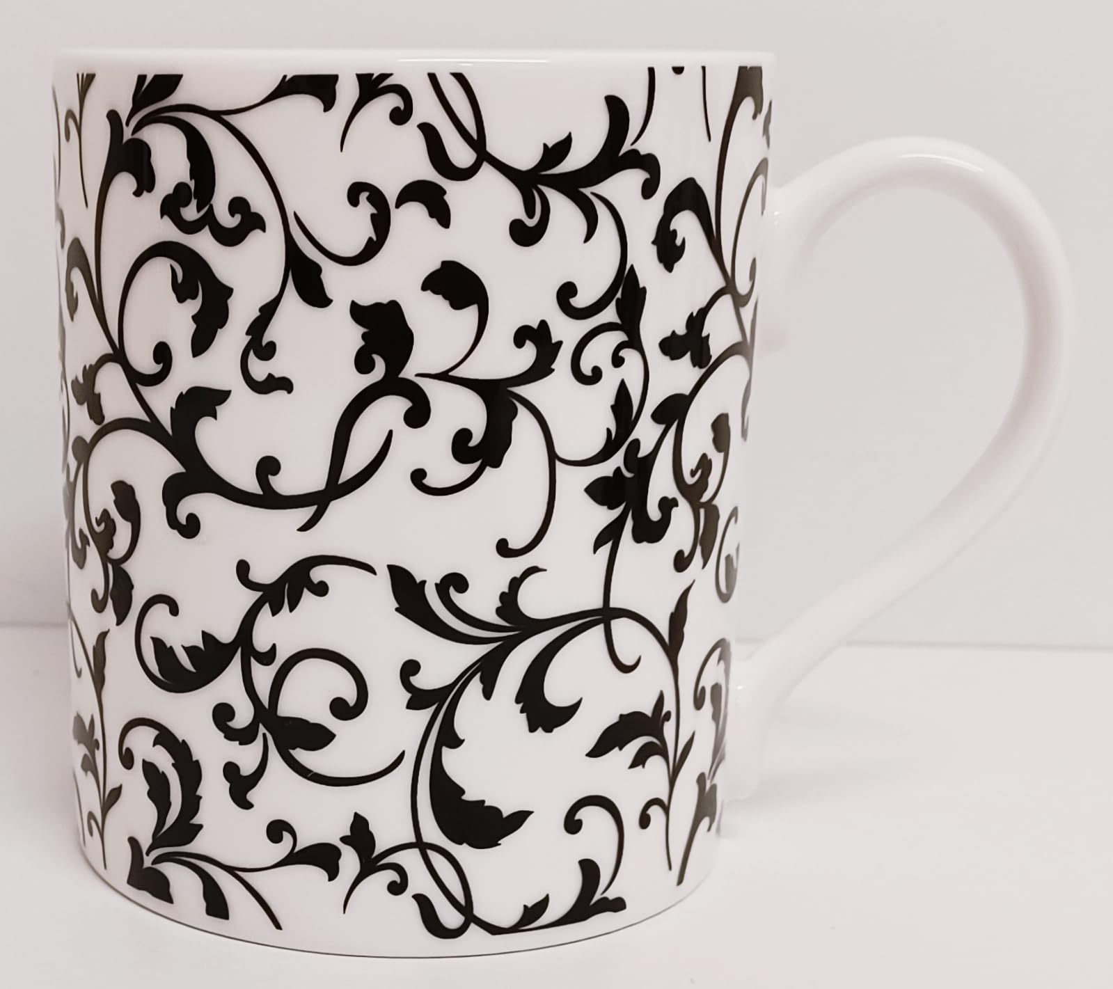 Weneckie białe kubki zestaw 6 porcelany kostnej duże balmoralne 414 ml 400 ml kubki wirowe i liście ręcznie dekorowane w Wielkiej Brytanii