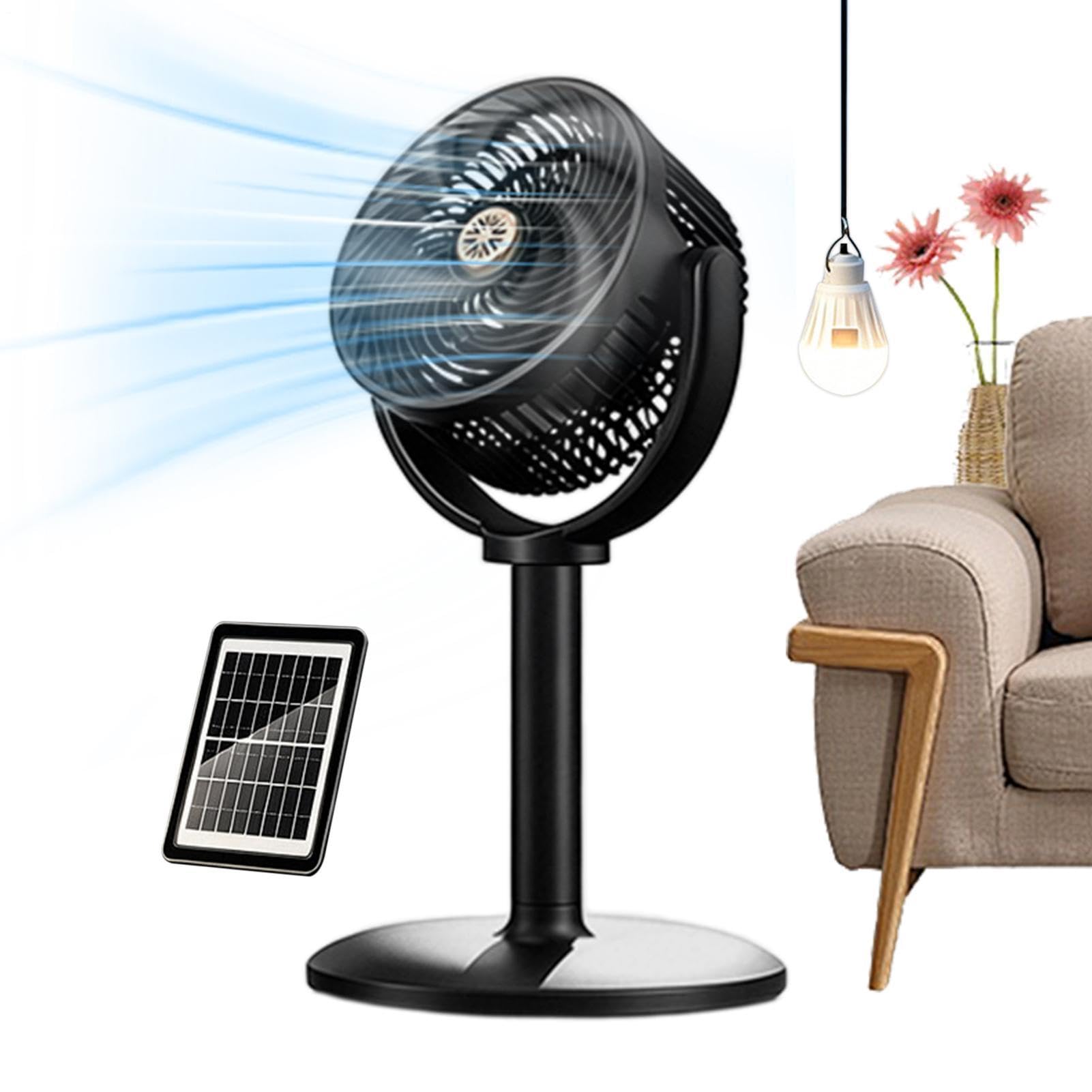 Ventilador de Suelo Energía Solar, Altura Ajustable, Flujo De Aire Y Luz