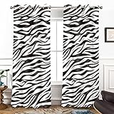BSPPTI Animals Zebra Print Curtain, Room Darkening Thermal Insulated Blackout Fashion Black White Window Drapes with Grommets for Living, Dining, Bedroom, 52'x 84', Set of 2 Panels, CLDWSP0207