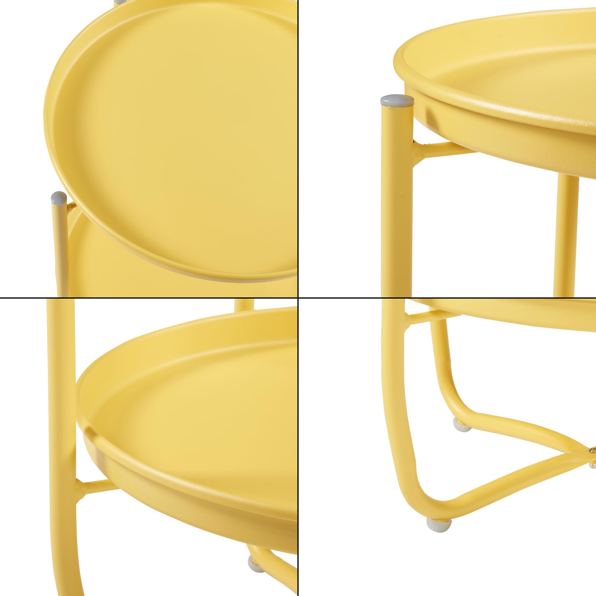 [en.casa] Table Basse avec Plateaux Ronds Amovibles Table d'Appoint pour Extérieur Intérieur Jardin Terrasse Balcon Table de Bistrot Design Intemporel Acier 58 x 40 cm Jaune