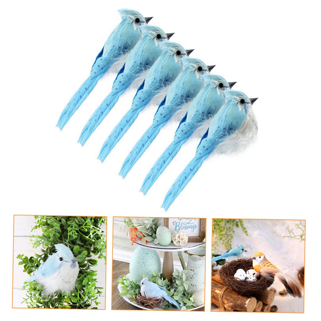 PRETYZOOM 3 Set Di Uccelli Artificiali Per Decorazioni Statuette Di Uccelli Da Giardino Realistiche Ornamenti 6 Pezzi * 3