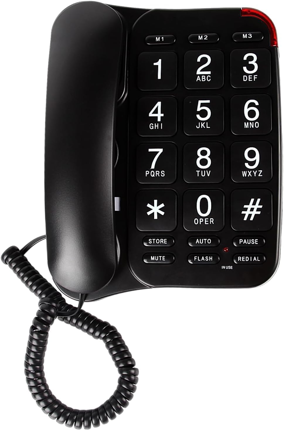 Large Key Wired Telephone, Corded Landline Telephone- Volume Adjustable Speakerphone Landline, Clear Font Big Button Landline Phones, Corded Landline Telephone