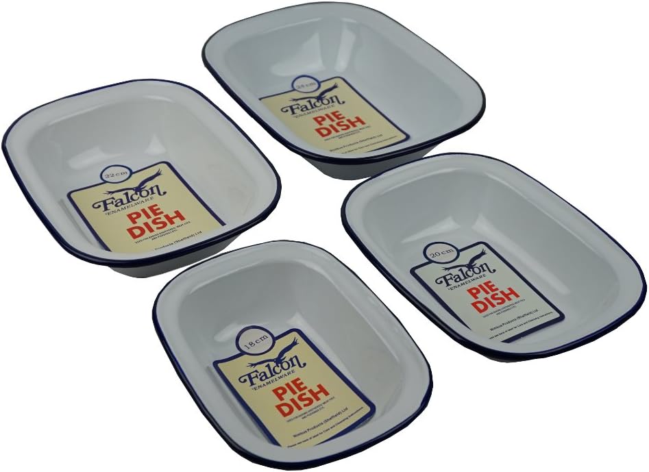 Falcon Set of 4 18cm 20cm 22cm & 24cm Enamel Oblong Pie Pudding Dishes