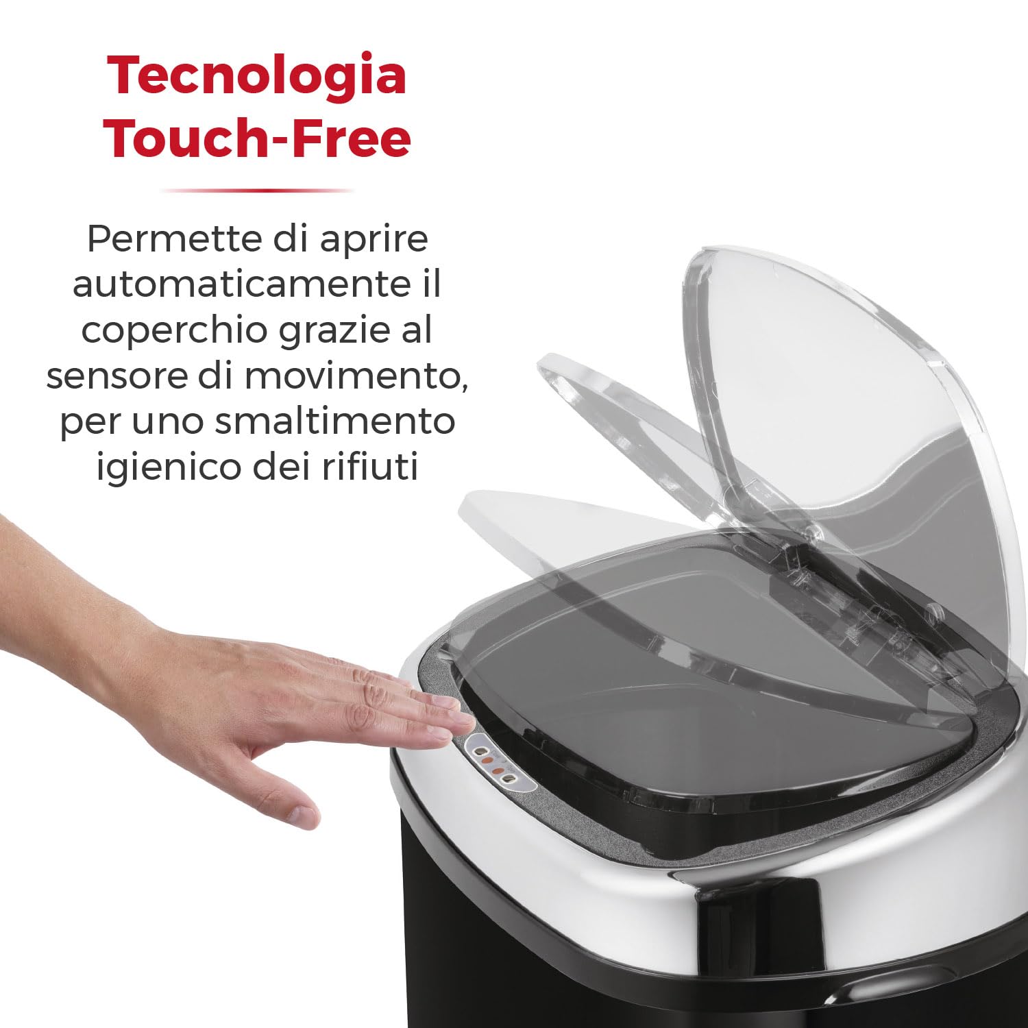 Tower T80900 Cestino Spazzatura in Acciaio Inossidabile con Sensore per Apertutr