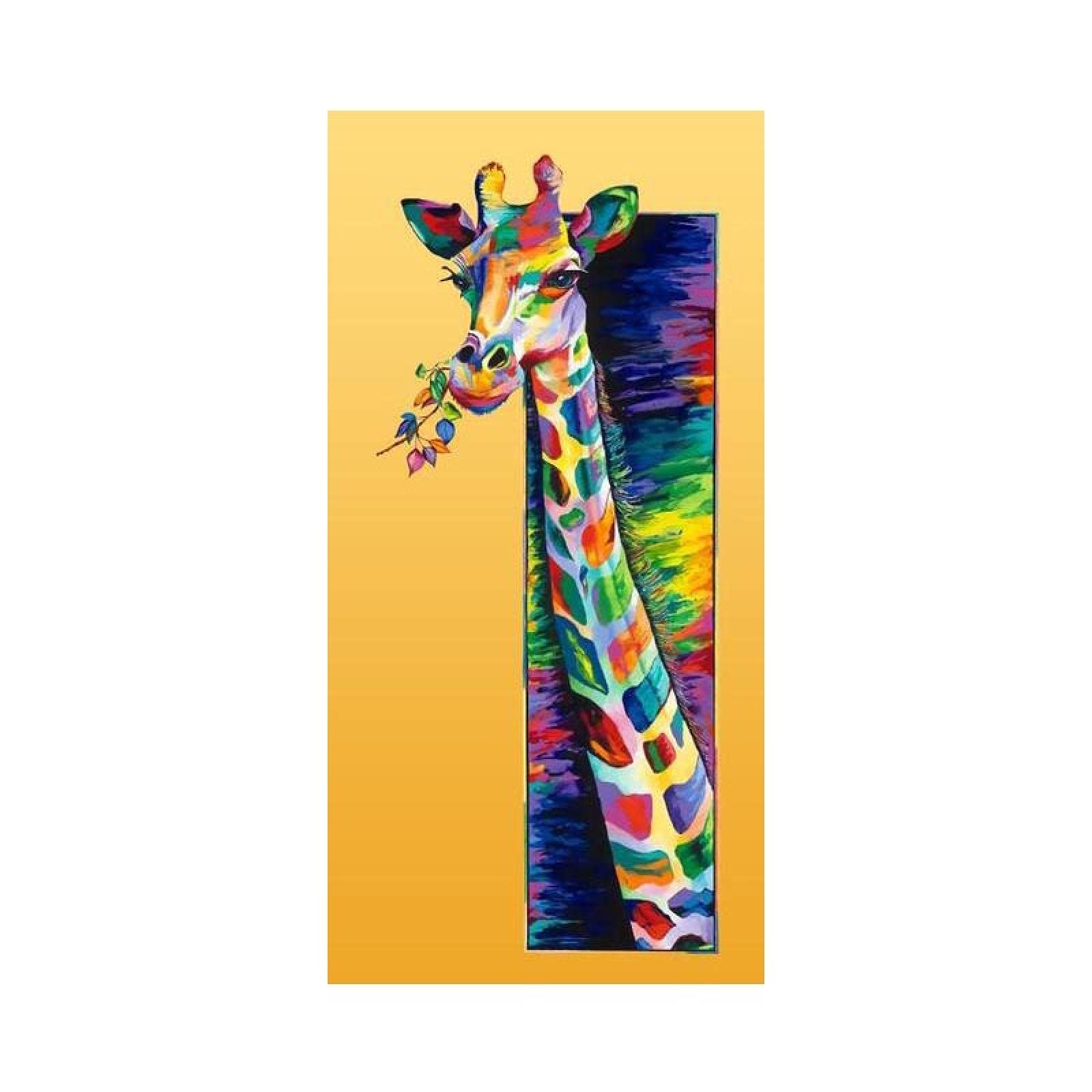 Amazon｜現代水彩キリンキャンバス絵画かわいい動物黄色の背景ポスター