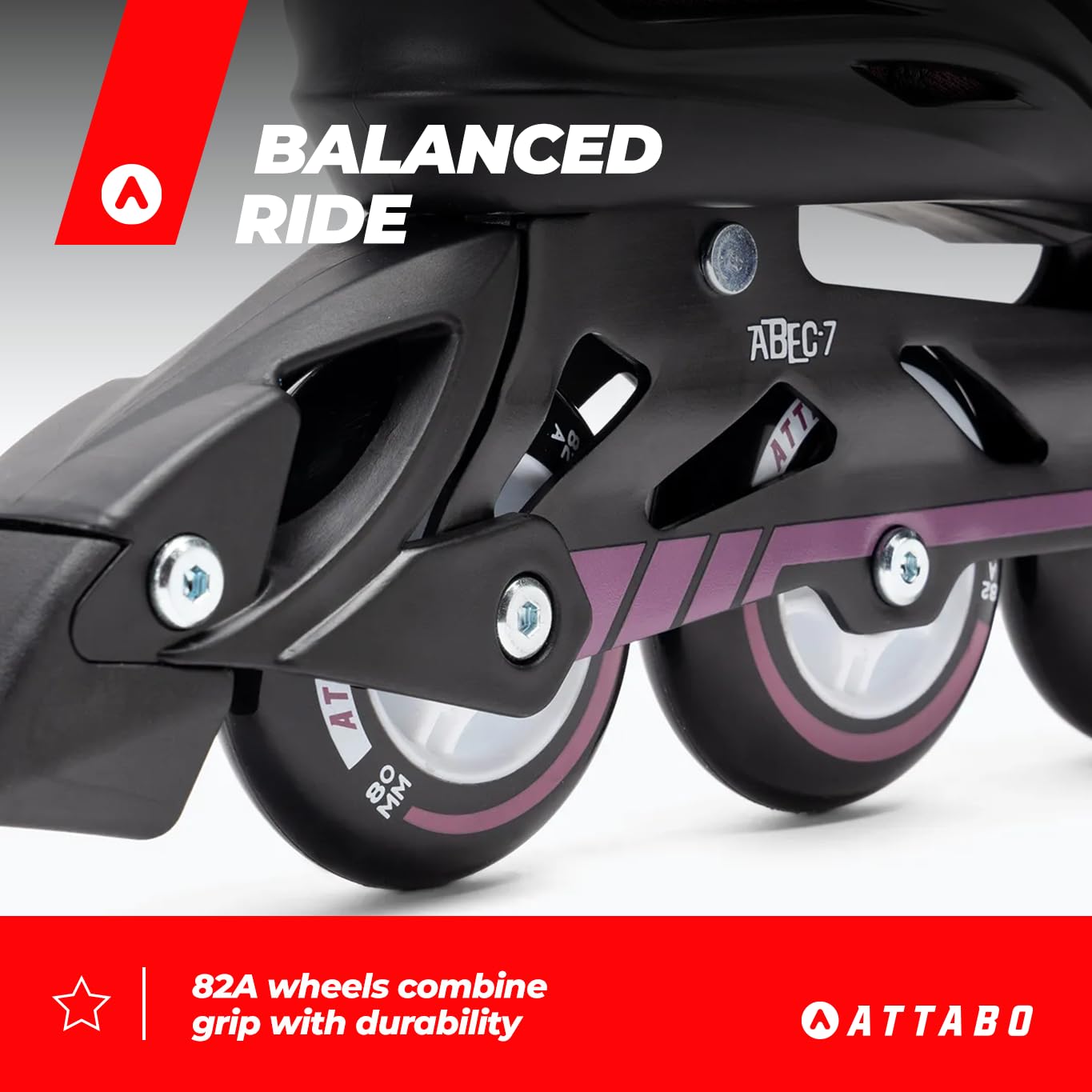 ATTABO Patines en Línea Fitness OneFoot 36-40 EU Violeta Patines de Mujer Ligeros y Duraderos PP Shell Coolmax Lining Montaje rápido FITGo Rodamientos ABEC-7 Ruedas PU 82A Cómodos y con Estilo