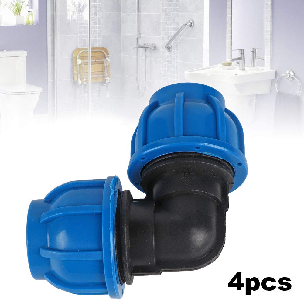 4 pcs PE Plastic Elbow Adapter, Plumbing Elbow Connector, Plumbing Fiing Fiings for Water Purifier (32mm to 32mm)