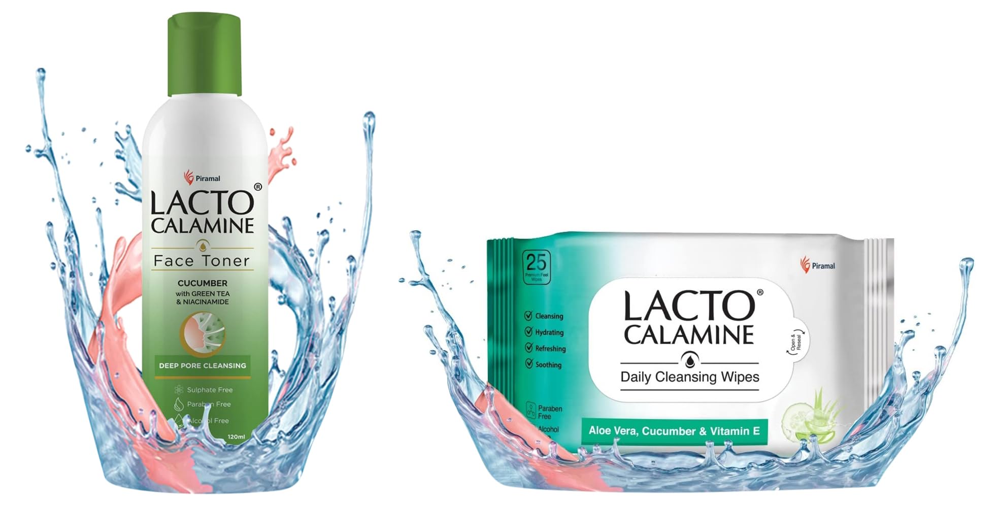Lacto Calamine Cucumber Face Toner with Green Tea & Niacinamide - 120 ml x Pack of 1 & Lacto Calamine Daily Cleansing Face Wipes with Aloe Vera, Cucumber and Vitamin E (25 wipes) Pack of 1-image-38