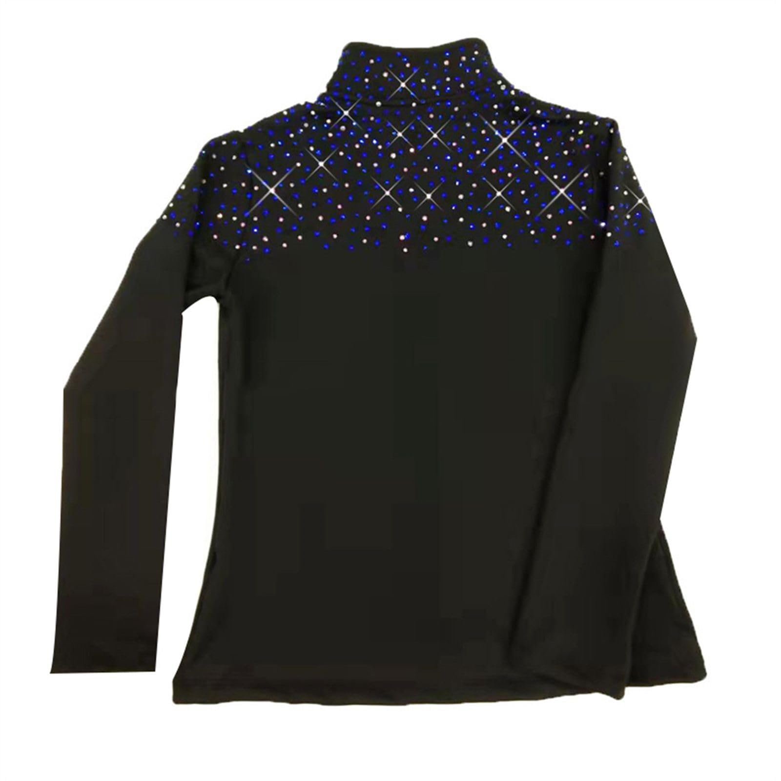 LIUHUO Eiskunstlauf-Trainingshose, Jacken, Mädchen, Fleece, glänzende Farben, Diamanten, bequem, warm, Schwarz