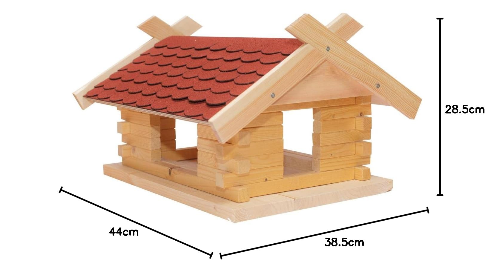 Domek dla ptaków zestaw do montażu (duży), ogon bobra czerwony karmnik, karmnik dla ptaków dł.: 44,00 cm szer.: 37,00 cm wys.: 27,00 cm karmnik, miejsce na karmę, pomysł na prezent