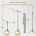 TONOR Mic Stand, Microphone Stand with Tablet Holder, Tripod Boom Arm for Floor, Adjustable Height and Angle, Heavy Duty DJ Stand with Carrying Bag, Phone and iPad Clamp