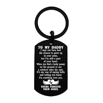 Viayen Angel Baby Memorial Keychain for Dad, Miscarriage Gift for Father, Dog Tag Keychain