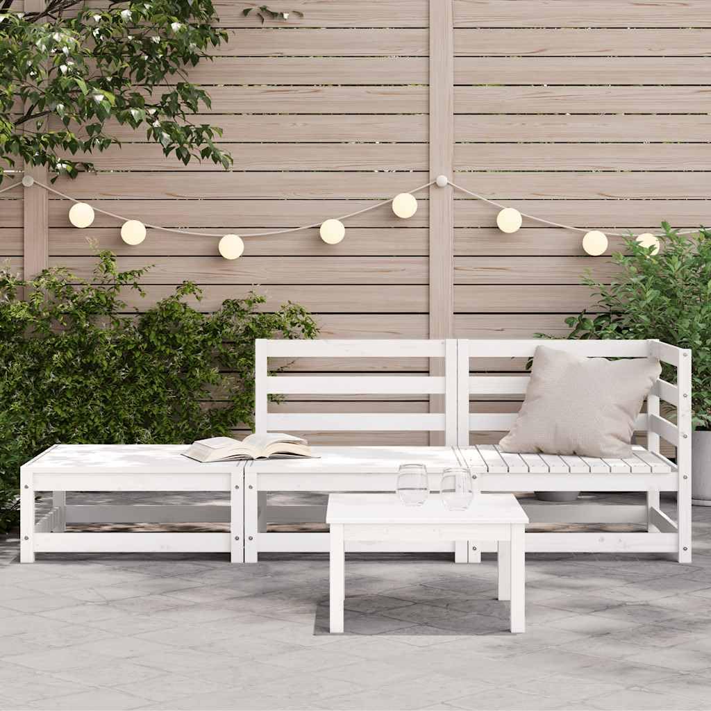 Divano da Giardino 2 Posti con Poggiapiedi Legno Pino Bianco
