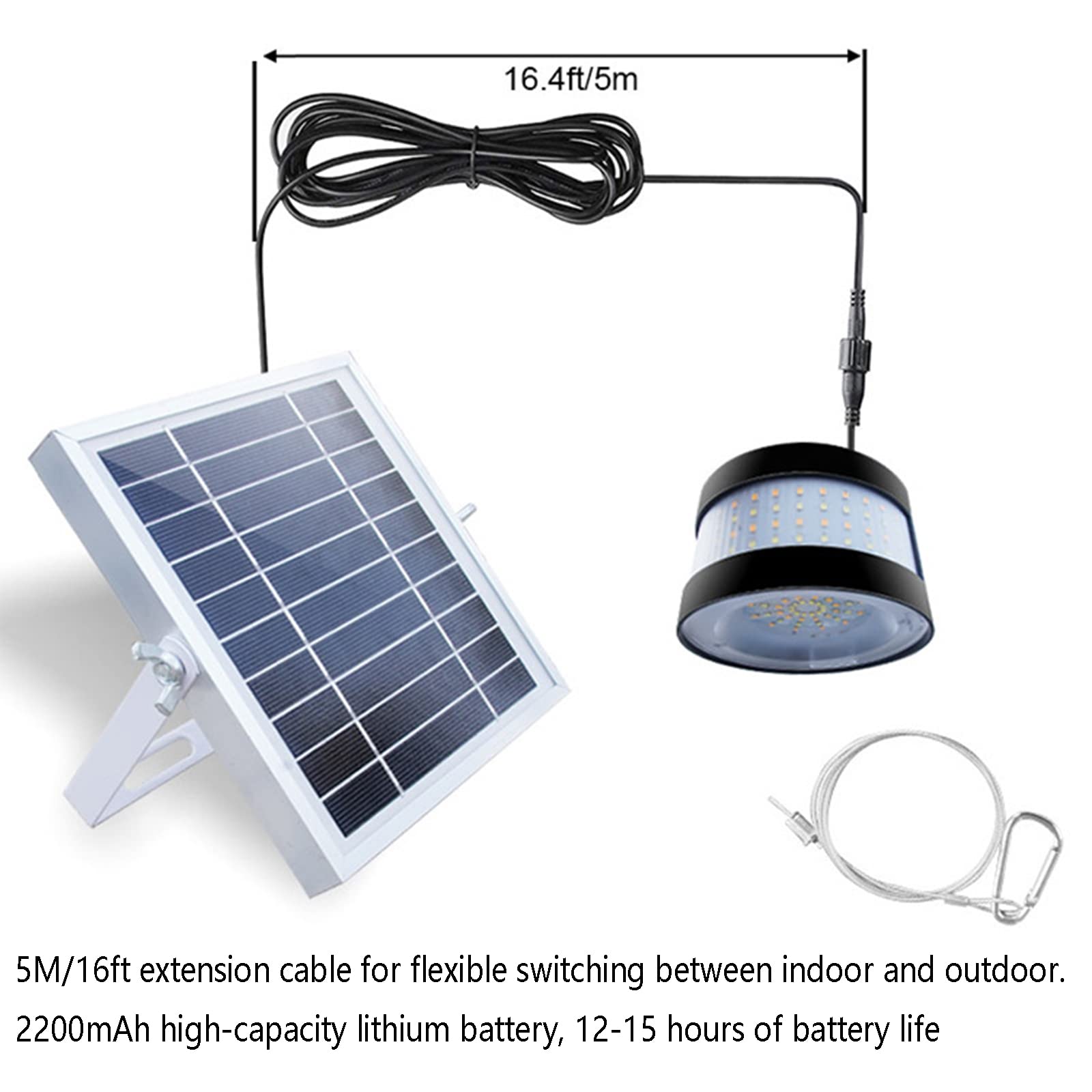 Luz Colgante Solar Con Control Remoto, Interior Al Aire Libre 3 Modos LED Iluminación Colgante Con Brillo Lateral, IP65 Luz Solar A Prueba De Agua Para Jardín Patio Camping