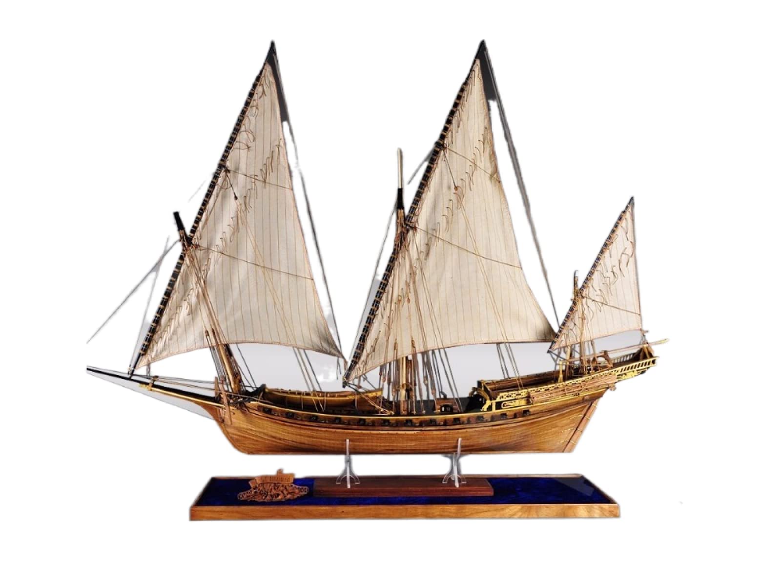 SIourso Wooden Ship Models Kits Classic Wooden Sailing Boat Wood Scale Ship Le Requin Wood Ship Model Kit 1/48 Shark Whole Rib Assembly Model Building