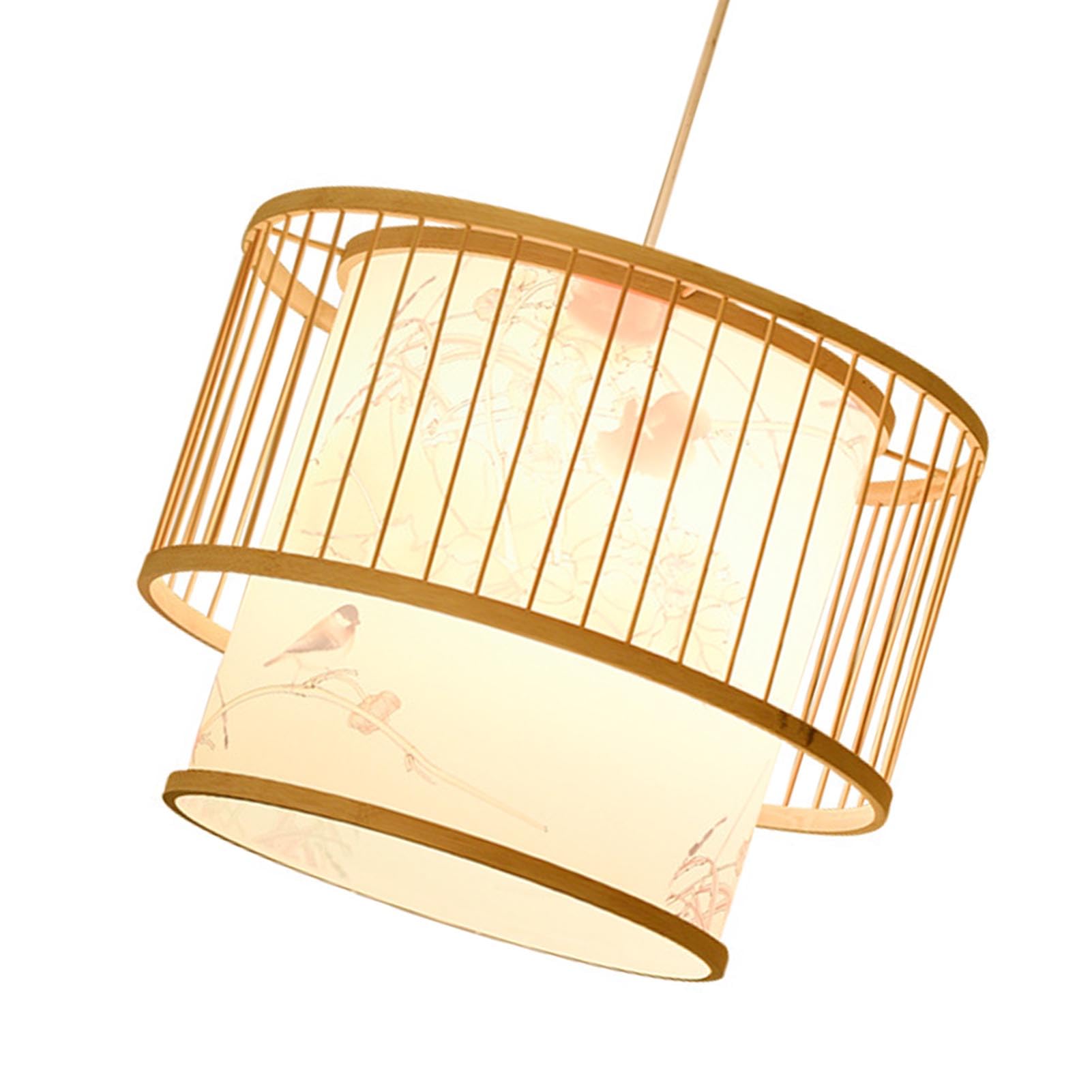 Birdcage - Lampada a sospensione in tessuto, decorazione ecologica per ristorante per casa da tè giapponese, 50 x 35 cm