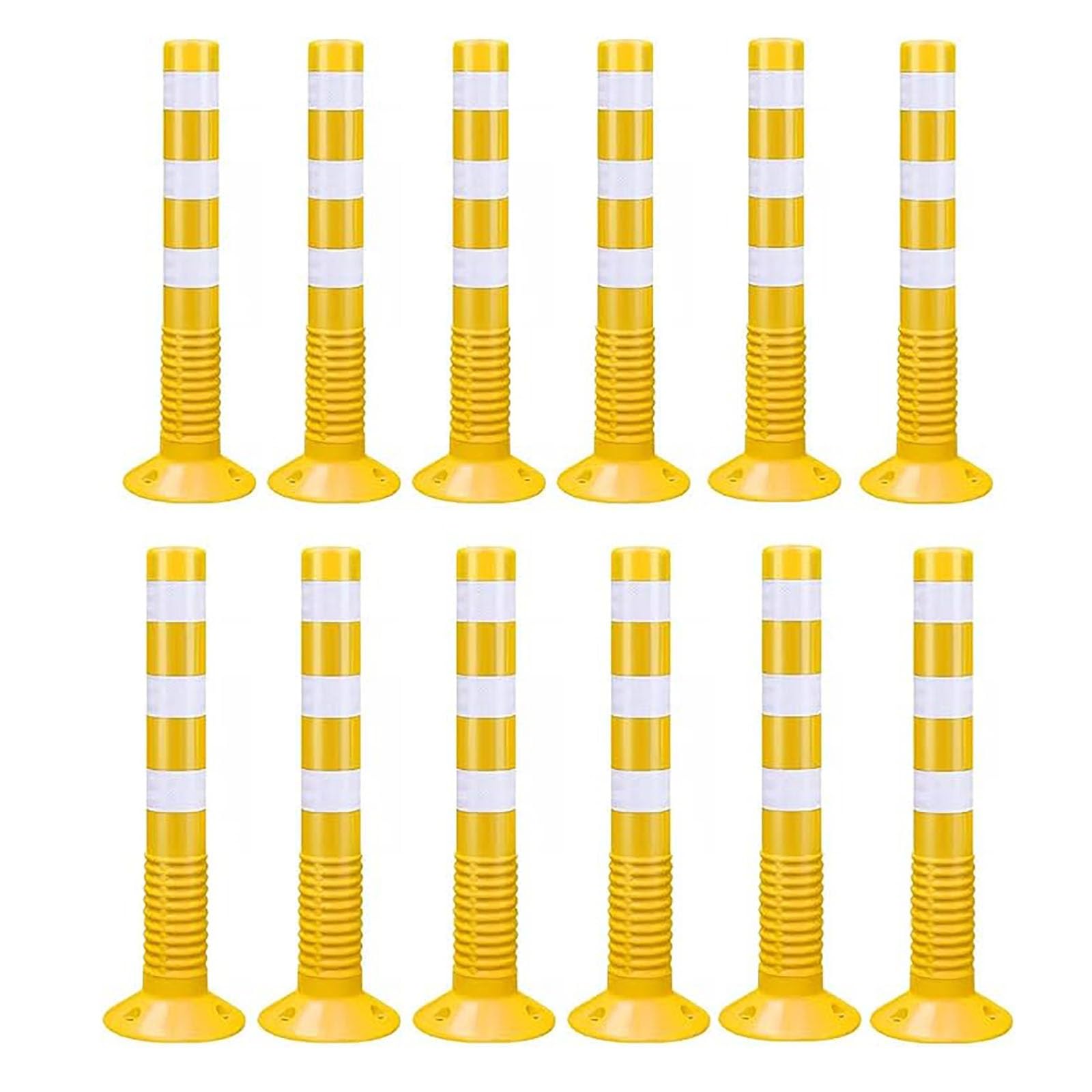 HCZKIUJY Parking Barrier Flexible Traffic Delineator Posts Safety Cones, Road Night Visual Bollard Pole (Yellow 12 pack)