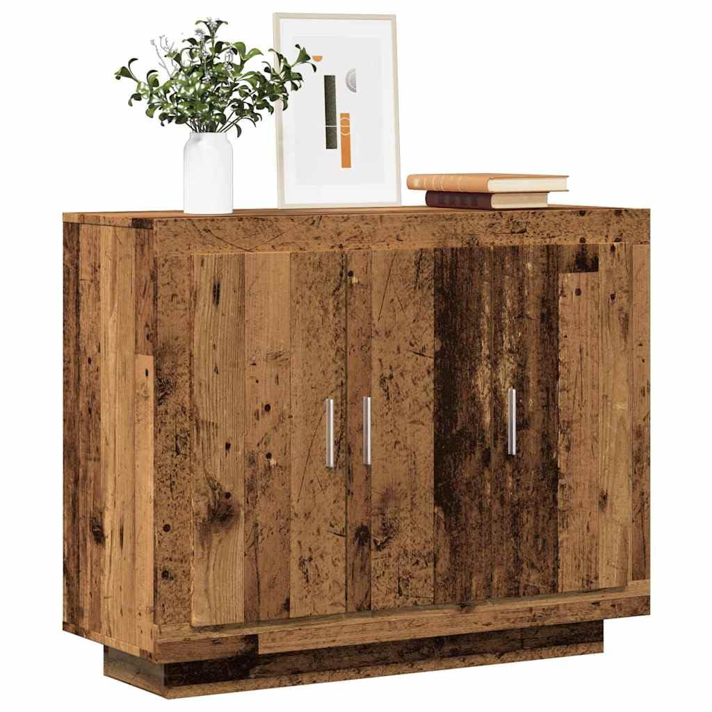 Kredens o wyglądzie starego drewna, 92 x 35 x 75 cm, materiał drewnopochodny, uniwersalna szafka z drzwiami i półkami, rustykalny design, do salonu, kuchni, przedpokoju
