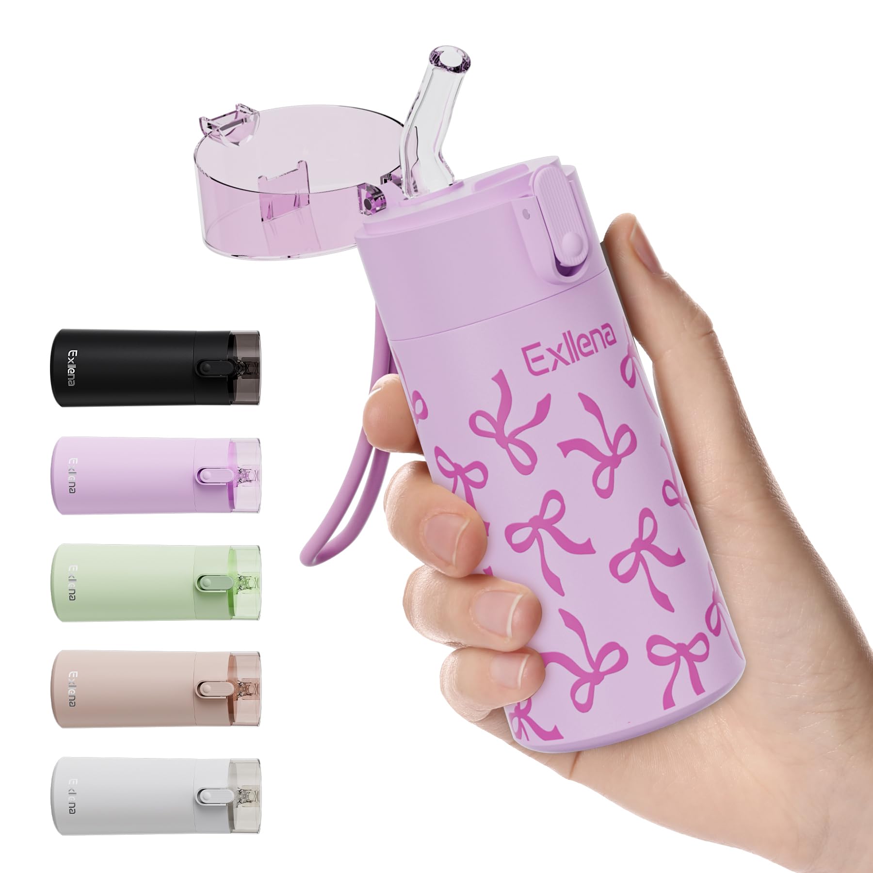 5oz Small Water Bottles with Straw Mini Water Bottle with One-Hand Open Design Leak-Proof Locking Lid for Hot