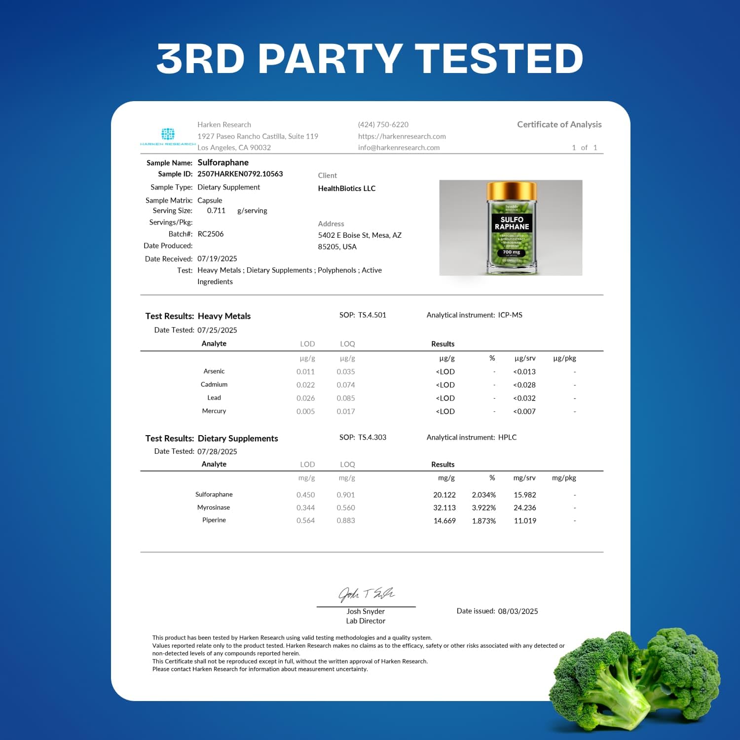 Sulforaphane Supplement Organic Broccoli Sprouts | Stabilized Sulforaphane Kids & Adult | from Broccoli Florets & Seeds | Organic Sulfur Supplements 120 Pills | 1 Pack