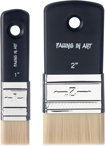 Falling in Art 2 pinceles planos de paleta para pintura al óleo y acrílicas (1 pulgada, 2 pulgadas)