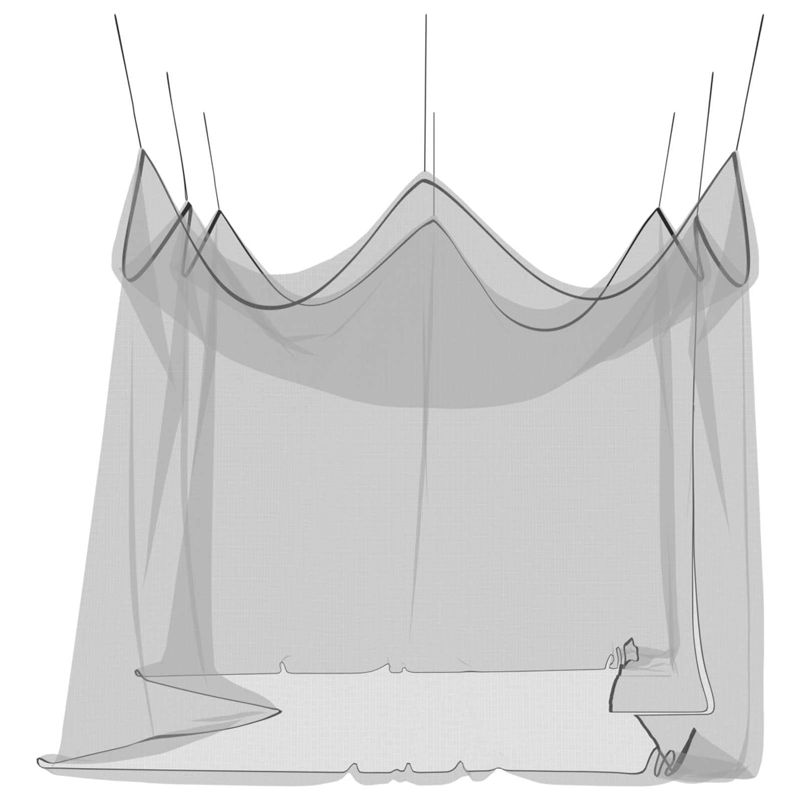 Garten Mücken Netz schwarz aus Polyester 156 Mesh 3 x 4,5 x 2,5 m mit Reißverschluss und 8 m Seil für Terrasse, Balkon, Zelt, Hängematte und Außenbereich