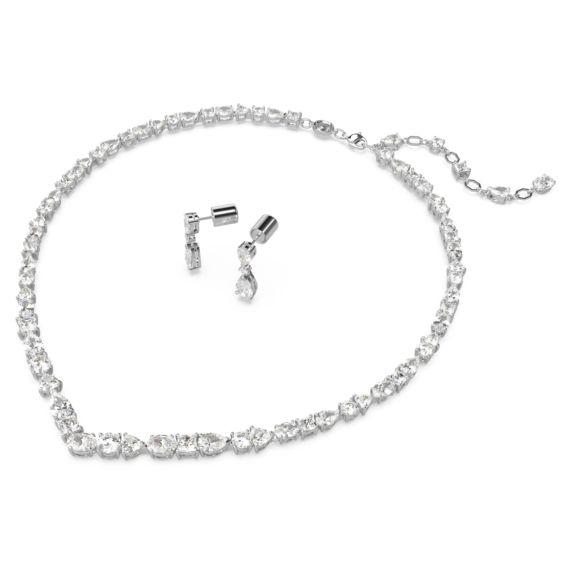 Swarovski Mesmera Set, Rhodinierte Halskette und Ohrringe mit Strahlenden Swarovski Kristallen