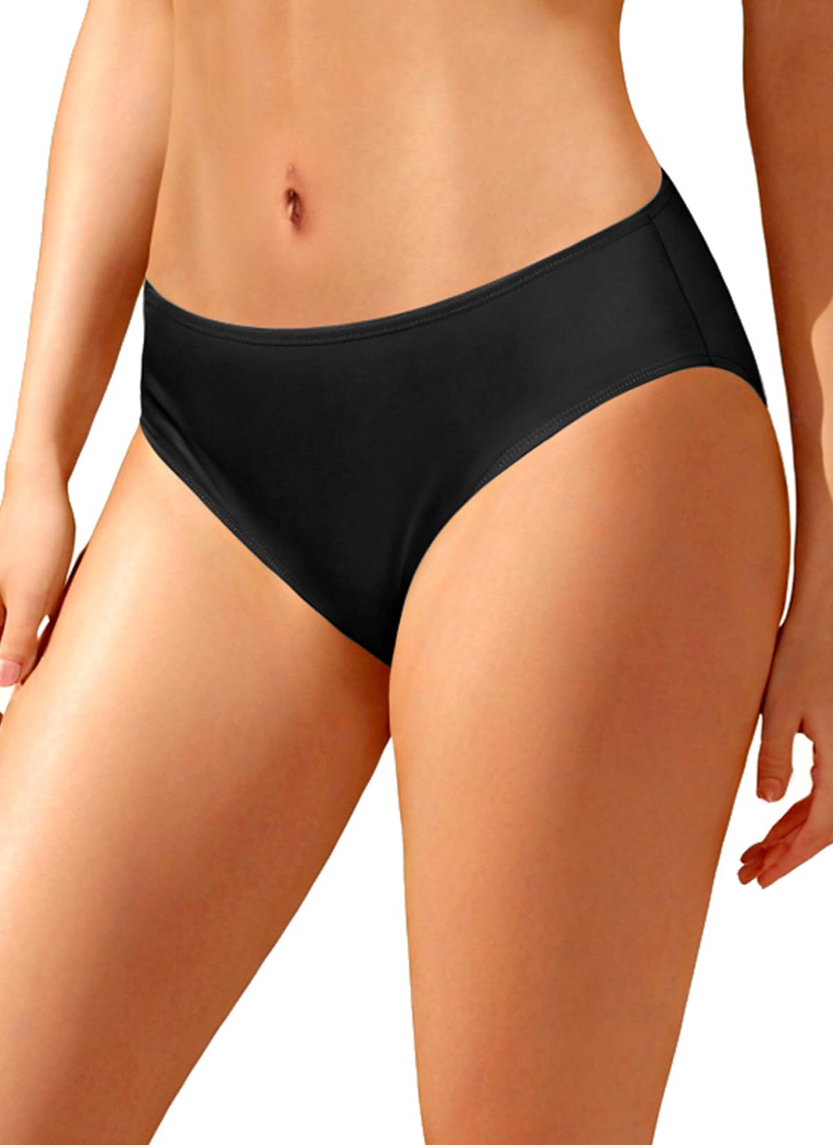 Zmart Women Full Coverage Bikini Bottoms - Mid Rise Bathing Suit Swim Bottom Swimsuit Swimwear