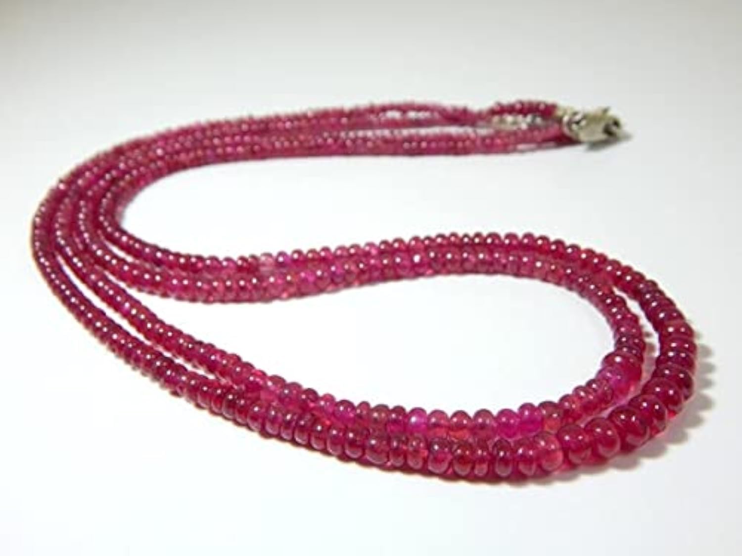 LKBEADS Szklane wypełnienie rubinowe gładkie okrągłe koraliki rozmiar kamienia szlachetnego 7,2 x 4,3 mm 45 cm pasemko.