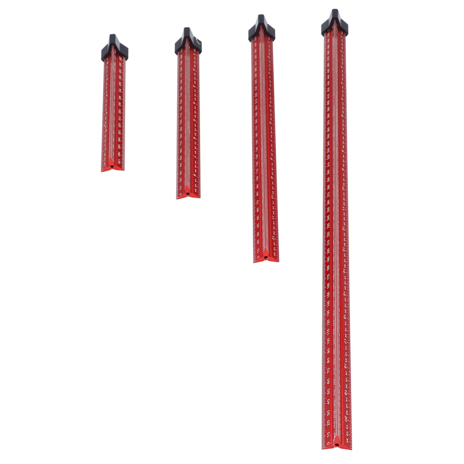 Set di 4 righelli per la lavorazione del legno con scale da 6 8 12 20 pollici - Strumento triangolare per architetti in lega di alluminio con marcature metriche e imperiali per la