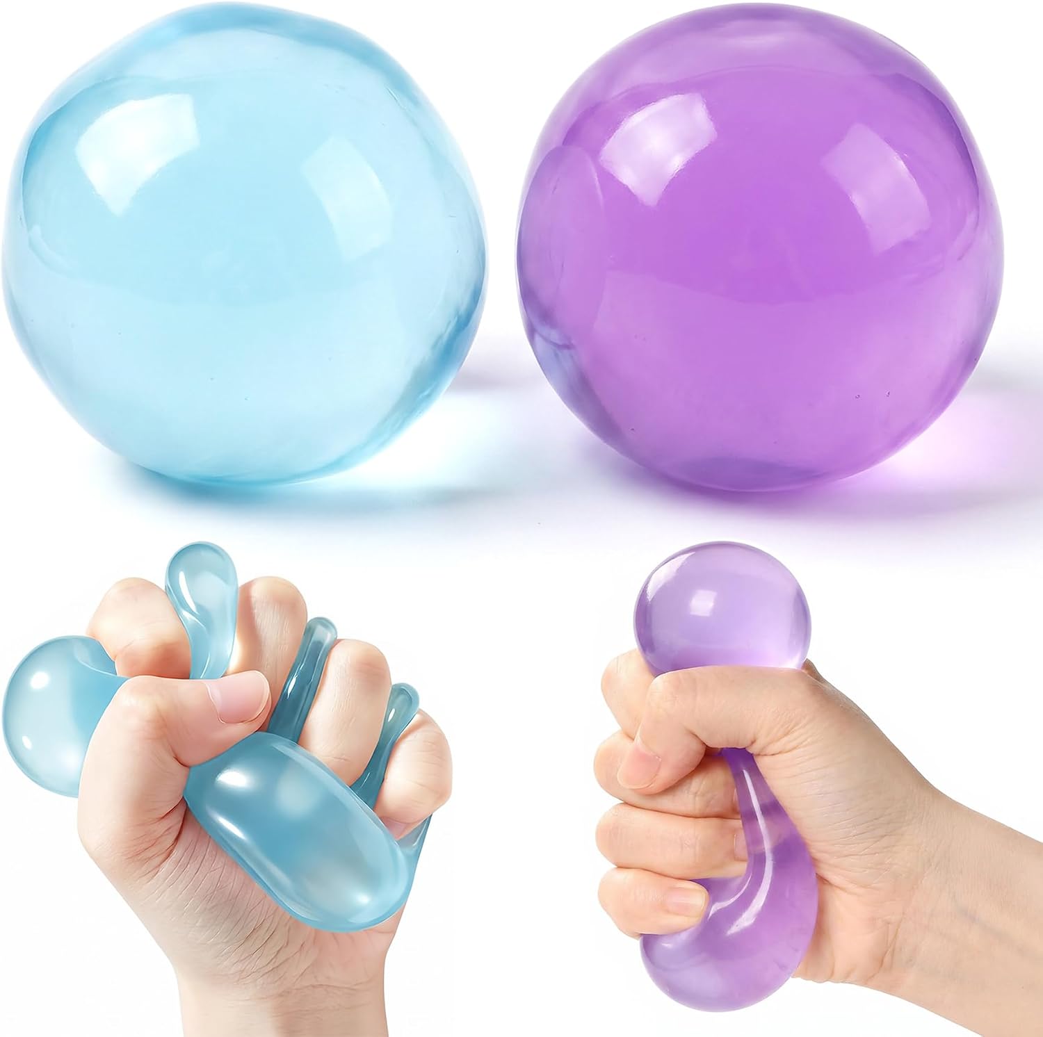 2PCS Coconut Oil Squishy, Super Soft No Rebound Stress Balls, Shapeable Sensory Fidget Squeeze Toys for Anxiety Relief, Calming Desk Decor Gifts for Kids Adults (Pink+Orange)
