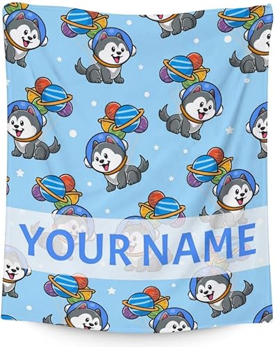 Manta de Husky personalizada con nombre para los amantes de los perros, suave, mullida y acogedora, manta tamaño regazo de 30 x 40 pulgadas, para