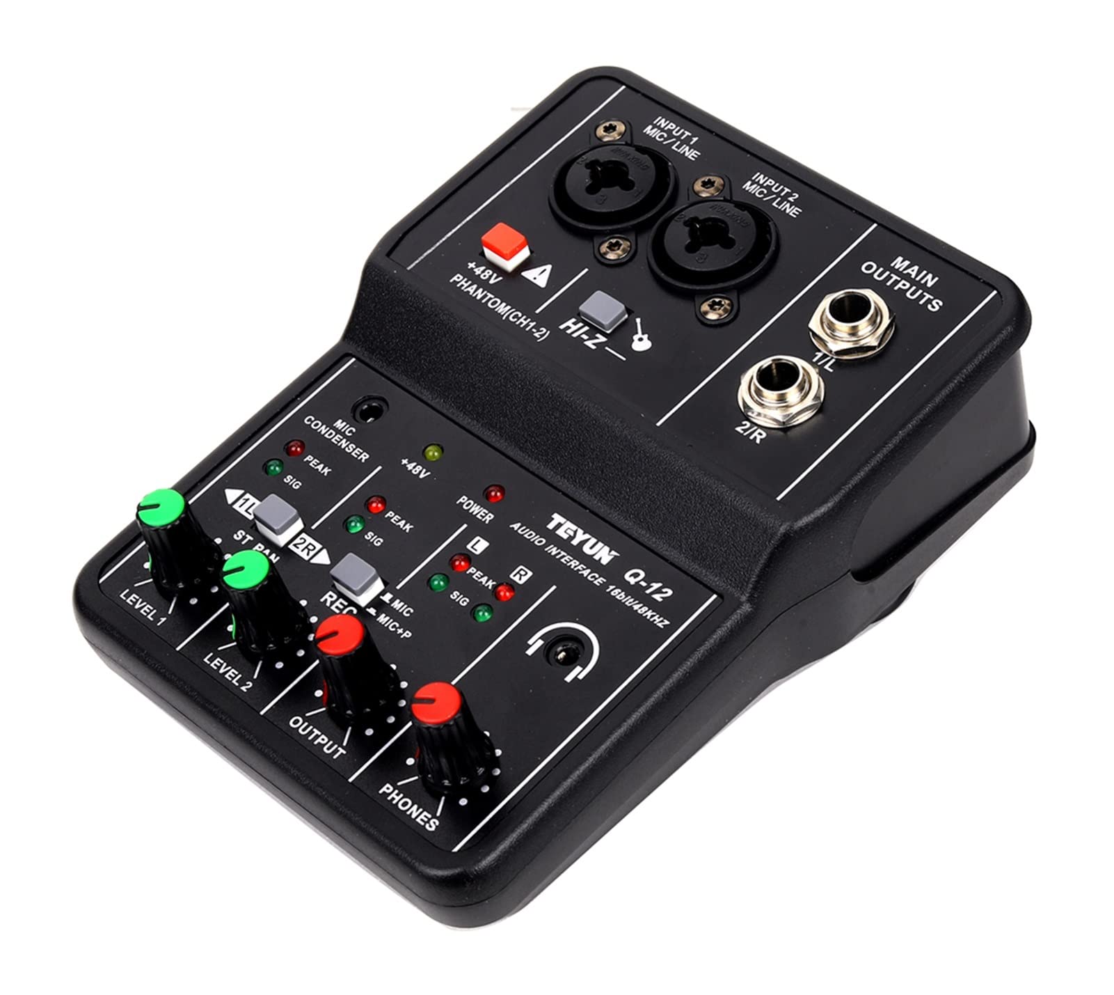 Attrezzatura per DJ per Feste Scheda Audio Audio Q-12 con Console di miscelazione Monitor for Il Computer di Canto di Registrazione in Studio PC 48V Potenza Fantasma