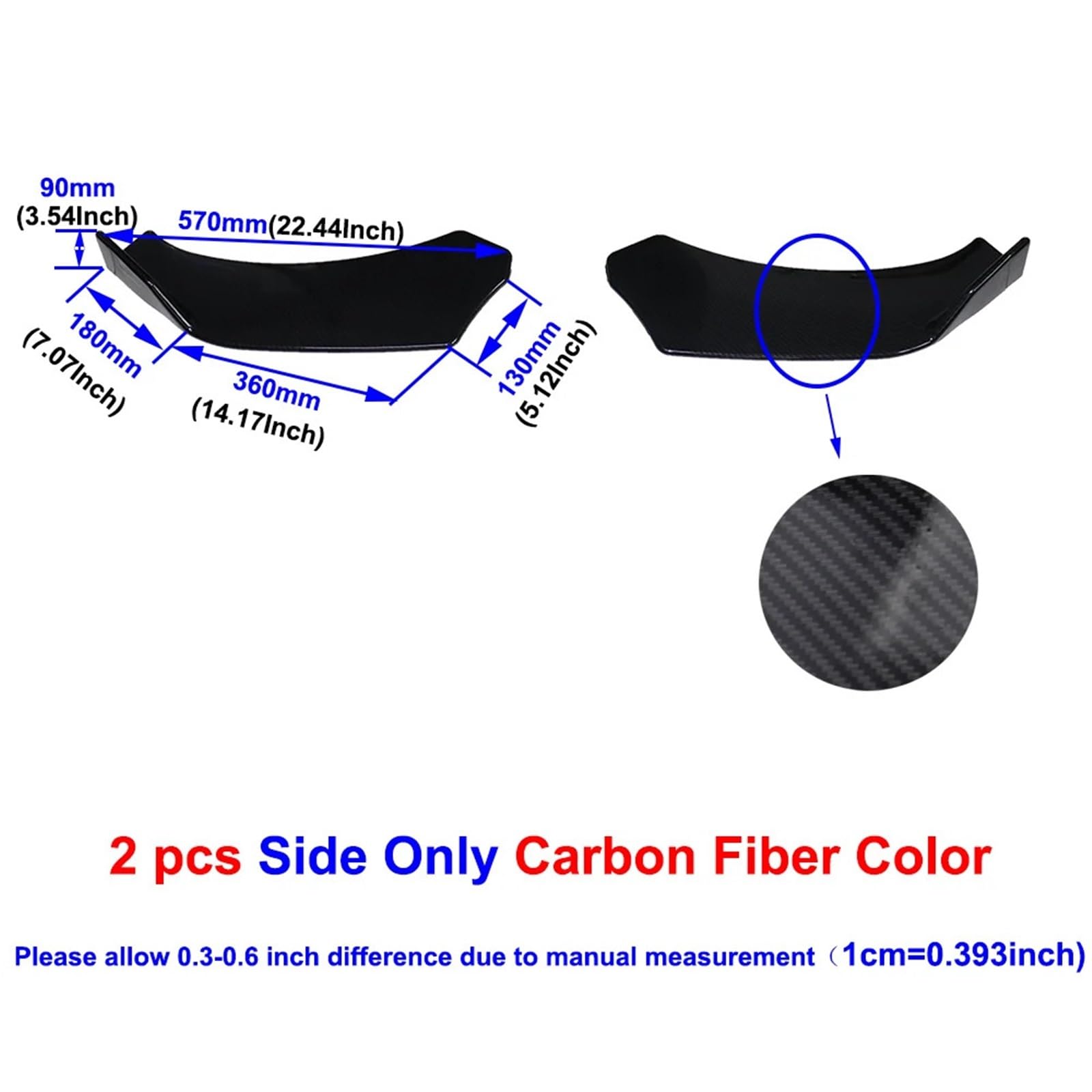 Heckspoiler des Autos Universal Spoiler Schaufeln Front Stoßstange Deflector Lip Splitter Kratzfest Wing Canard Schutz Sport Heckspoiler(Carbon)