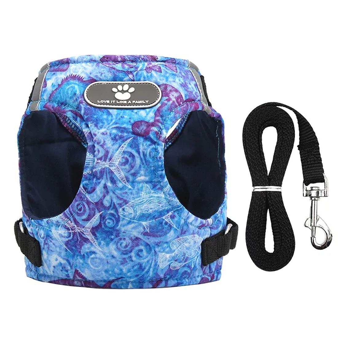 KUTKUT Adjustable Ocean Fashion Small Dog and Cat Harness, No Pull No Choke Breathable & Reflective Harness and Leash for Small Dogs and Cats (Size L, Chest Size: 41 cm-46 cm, Pet Weight 5-7 Kg (B094W16HSY) Amazon Price History, Amazon Price Tracker