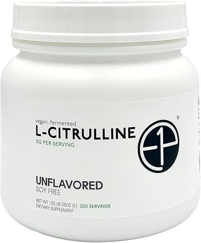 L-Citrulina de 21.16 oz (200 porciones) sin sabor, fermentada vegana sin OMG, probada en laboratorio de terceros. Fabricado con ingredientes