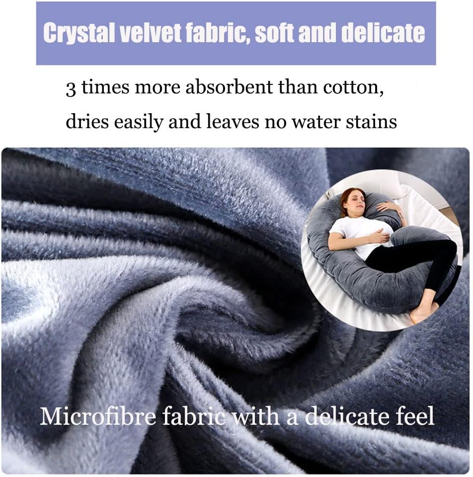 DAPERCI Pregnancy Pillow Comfortable Cotton G-Shaped Maternity Pillow Adjustable Breastfeeding Pillow with Zip Removable for Easy Cleaning Body Pillows (Color : Gray1, Size : 150x80cm)