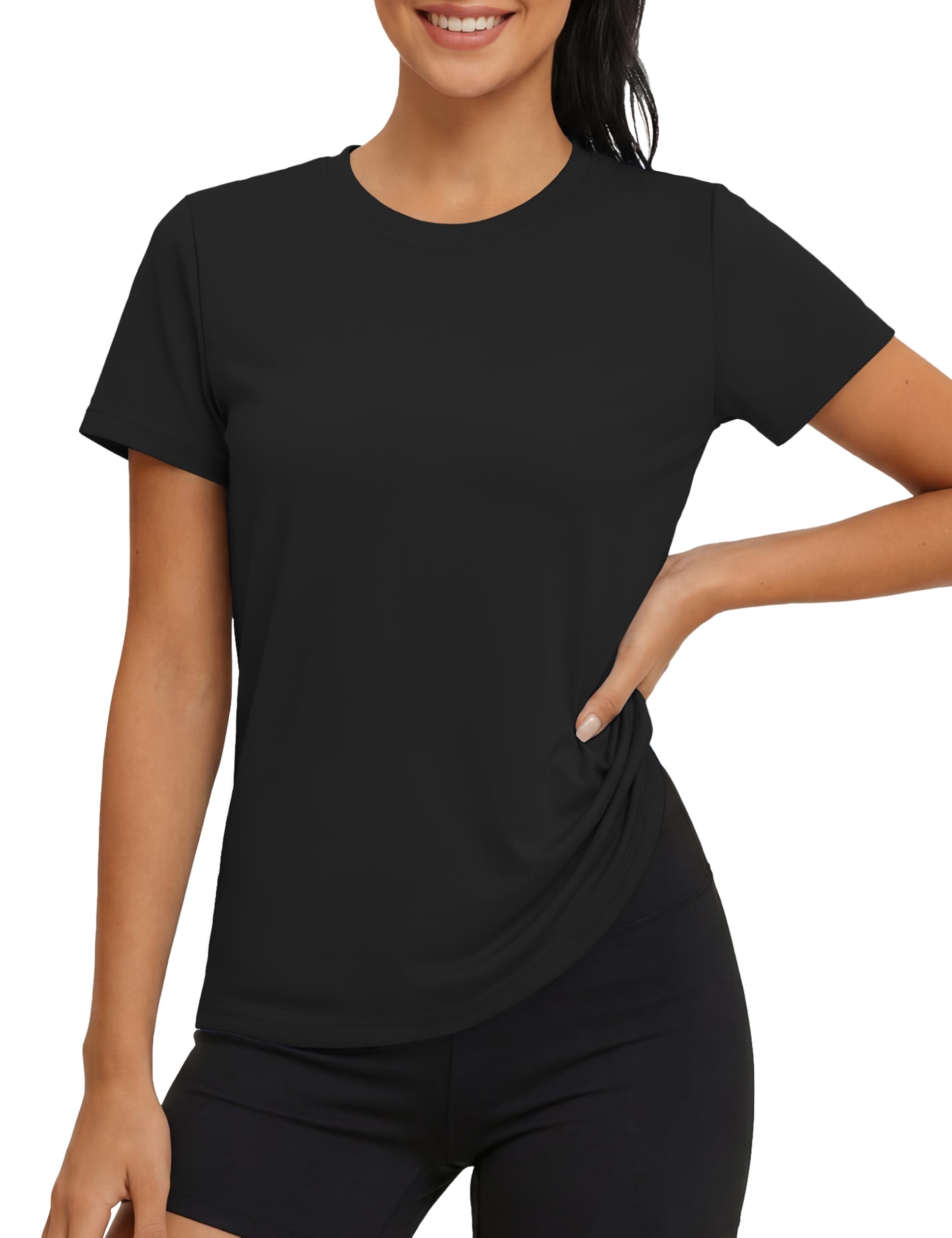 MAGCOMSEN Sportshirt Damen UV Shirt Kurzarm Sport Shirts Basic Funktionsshirt Fitness Wandershirt Yoga UV-Schutz Wasser