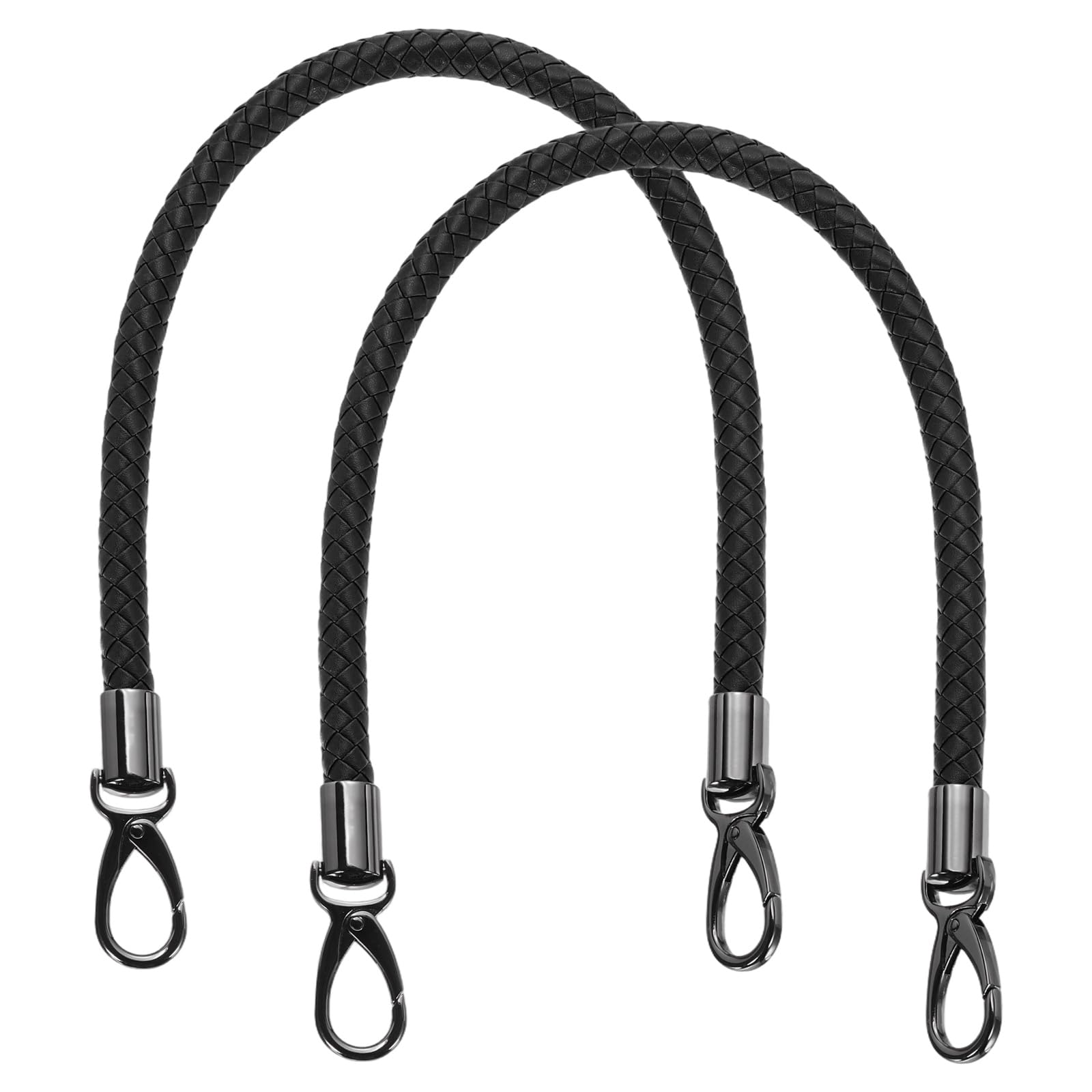 sourcing map 2 Pcs Braided Purse Strap, 55cm 21.7" PU Leather Purse Strap for Handbag Bag Handle Replacement for DIY Making Handbag Underarm Bag, Black (Black Buckle)