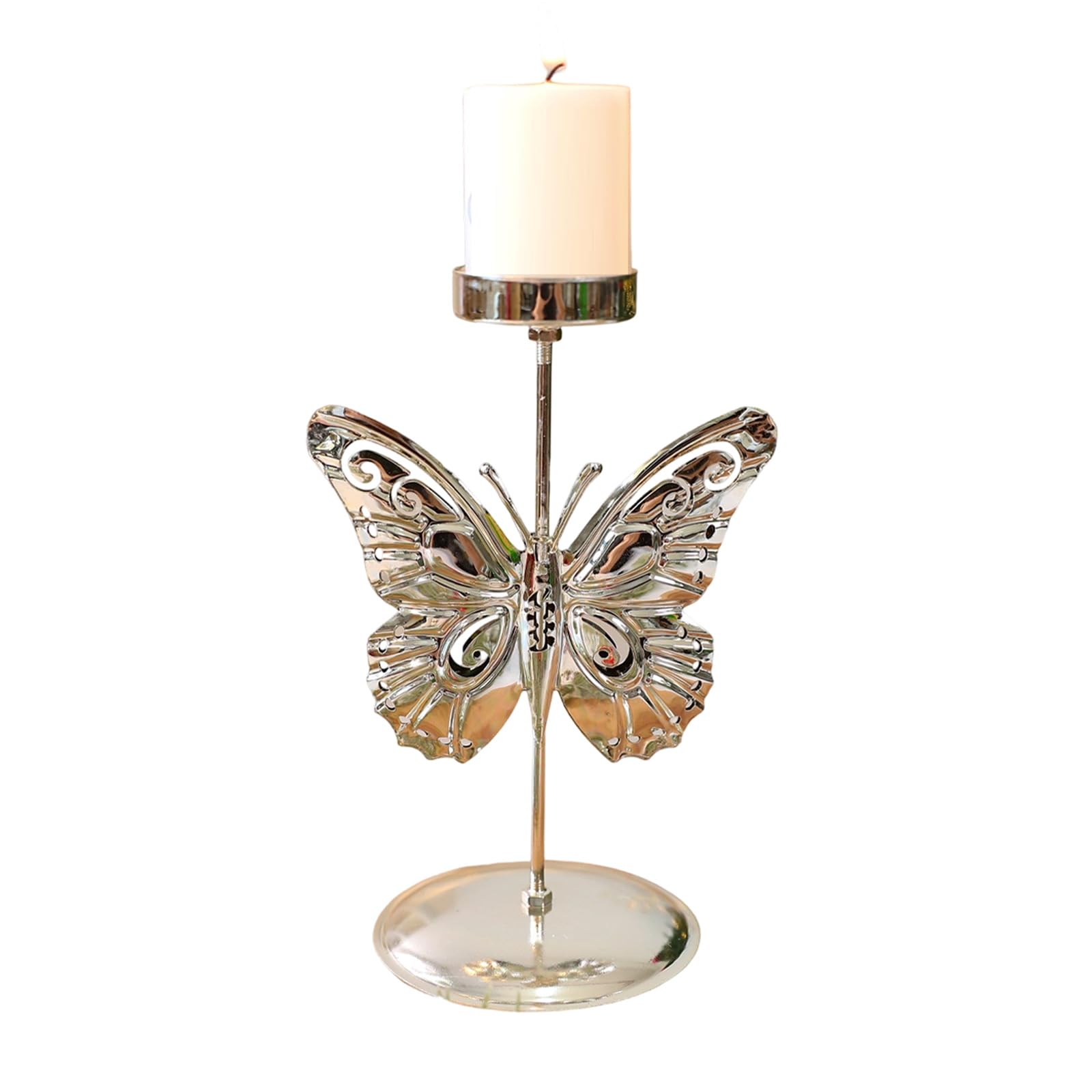 Jazuaiao Christmas Metal Tealight Holders Snowflake Star Butterfly Pattern Iron Stand Candlestick for Centerpieces Decors Iron Candlestick