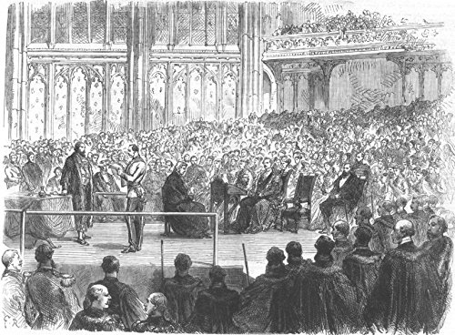 LONDON. Freedom of City, Lord Napier of Magdala, Guildhall - 1868 - old antique vintage print - engraving art picture prints of London Society - Illustrated London News