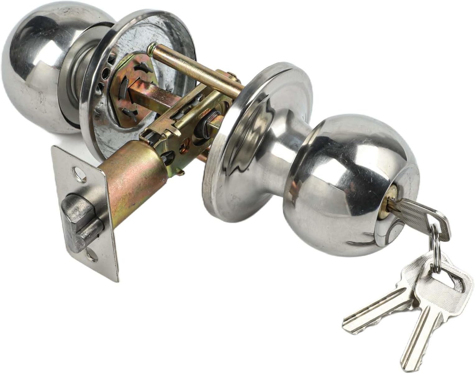 Knob Handle Set Stainless Rotation Round Door Knobs Handle Entrance Passage Lock With Key Set For Home DIY Tools Parts 2019 New
