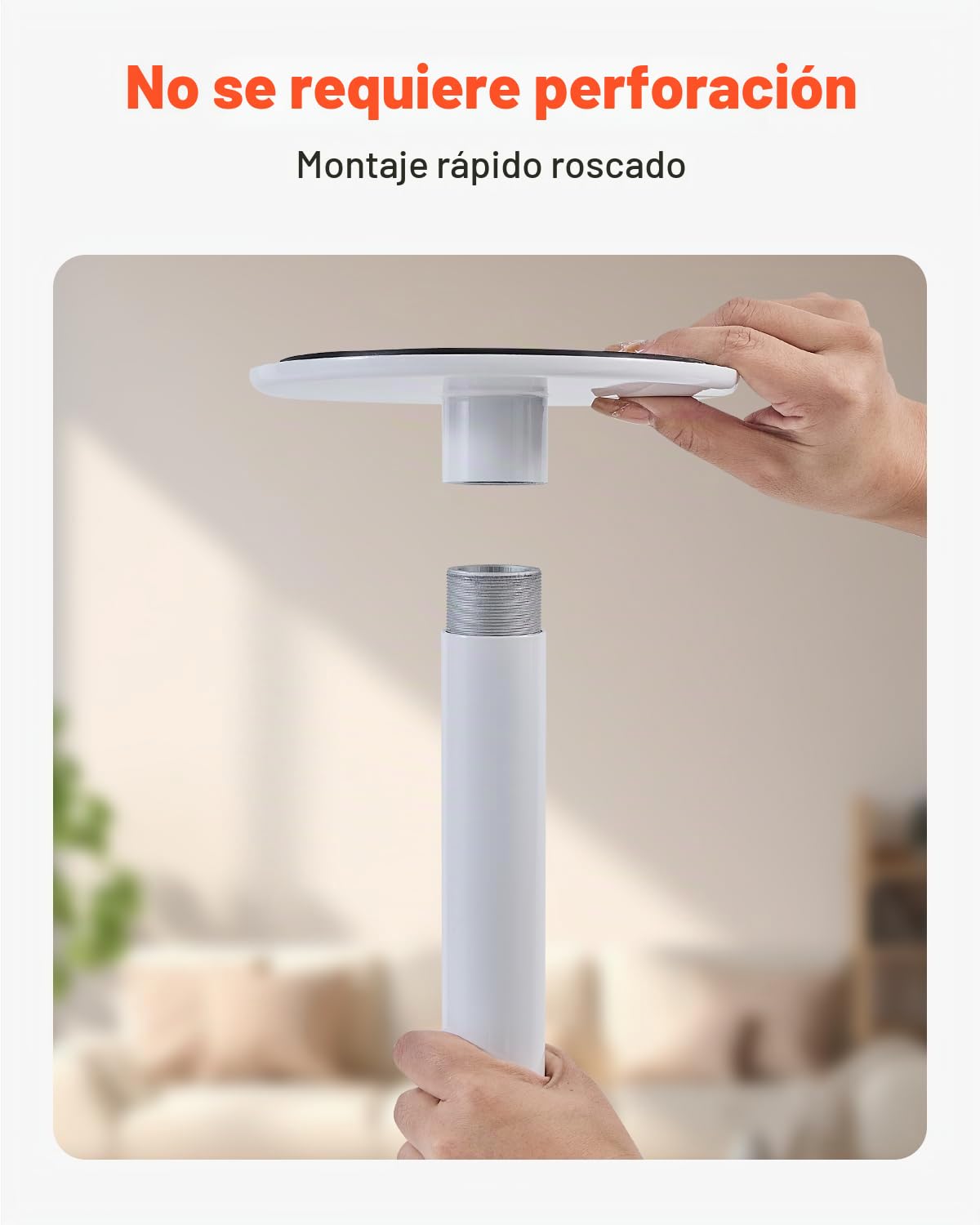 VEVOR Barra de Transferencia de Piso a Techo para Baño con Montaje a Tensión y Mango Curvo Antideslizante, con Capacidad de 136 kg para Personas Mayores, para Techos de 2140-3050 mm, Blanco