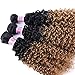 Kinky Curly Synthetic Hair Weave 3 Bundles 16 18 20 Inches Black and Blonde Ombre Colored Hair Extensions