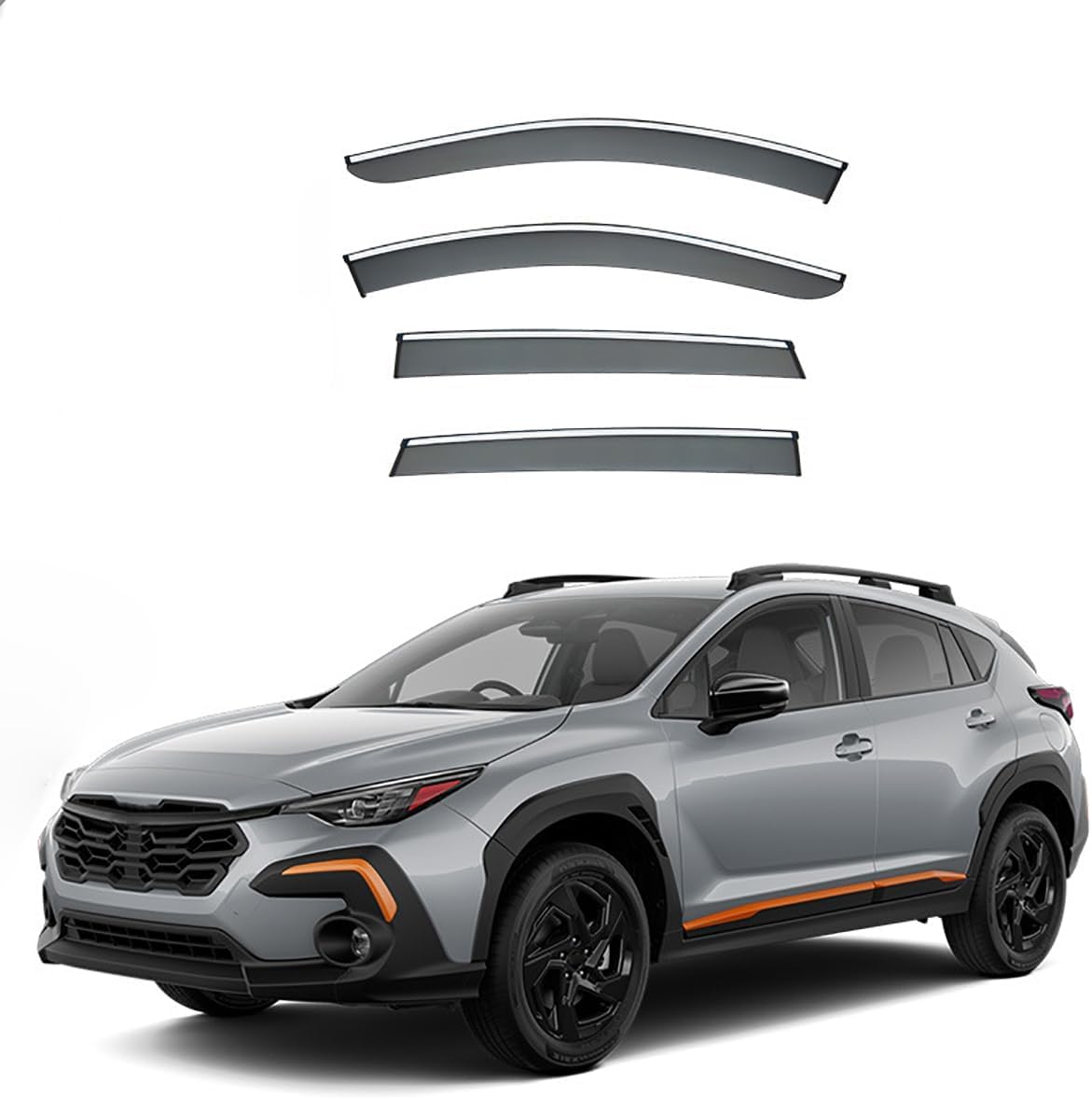 FengXH Window Deflectors for Subaru Crosstrek GU 2024+ - 4pc Smoke Tint, Waterproof, Noise Reducing.