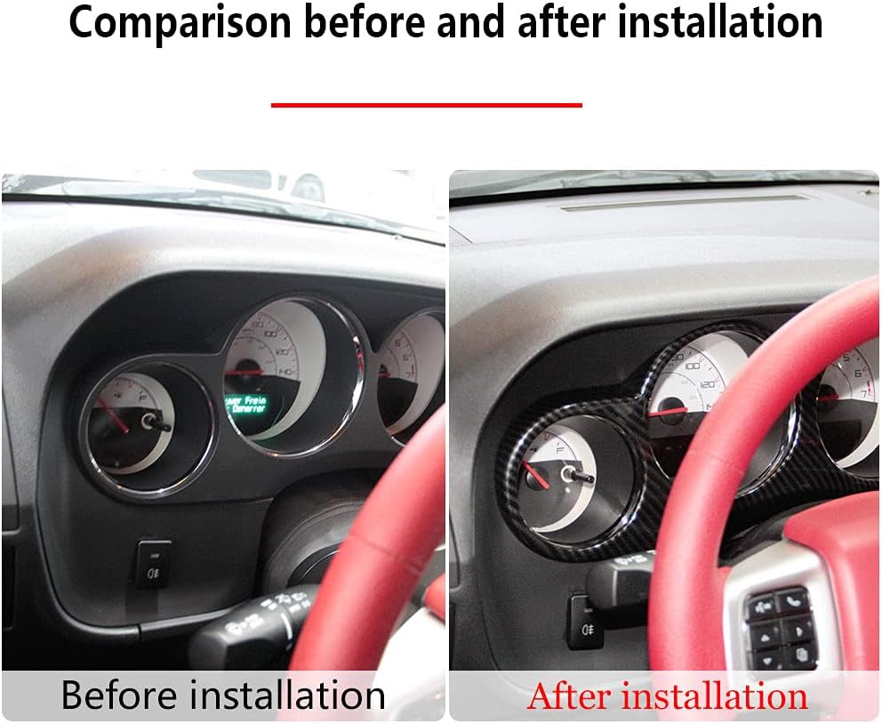 Korlot Carbon Fiber Dashboard Meter Cover Trim for 2008-2014 Dodge Challenger