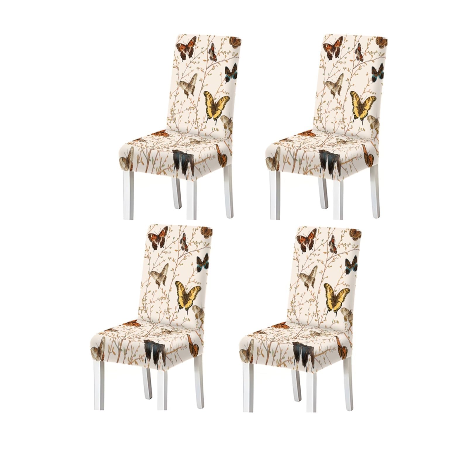 BOSUYBN Vintage Butterfly Branch Pattern Print Dining Chair Covers Set Of 2/4/6, Stretch Slipcovers For Kitchen Dining Room Furniture Protectors for Home Dining Room(4PCSChair cover)