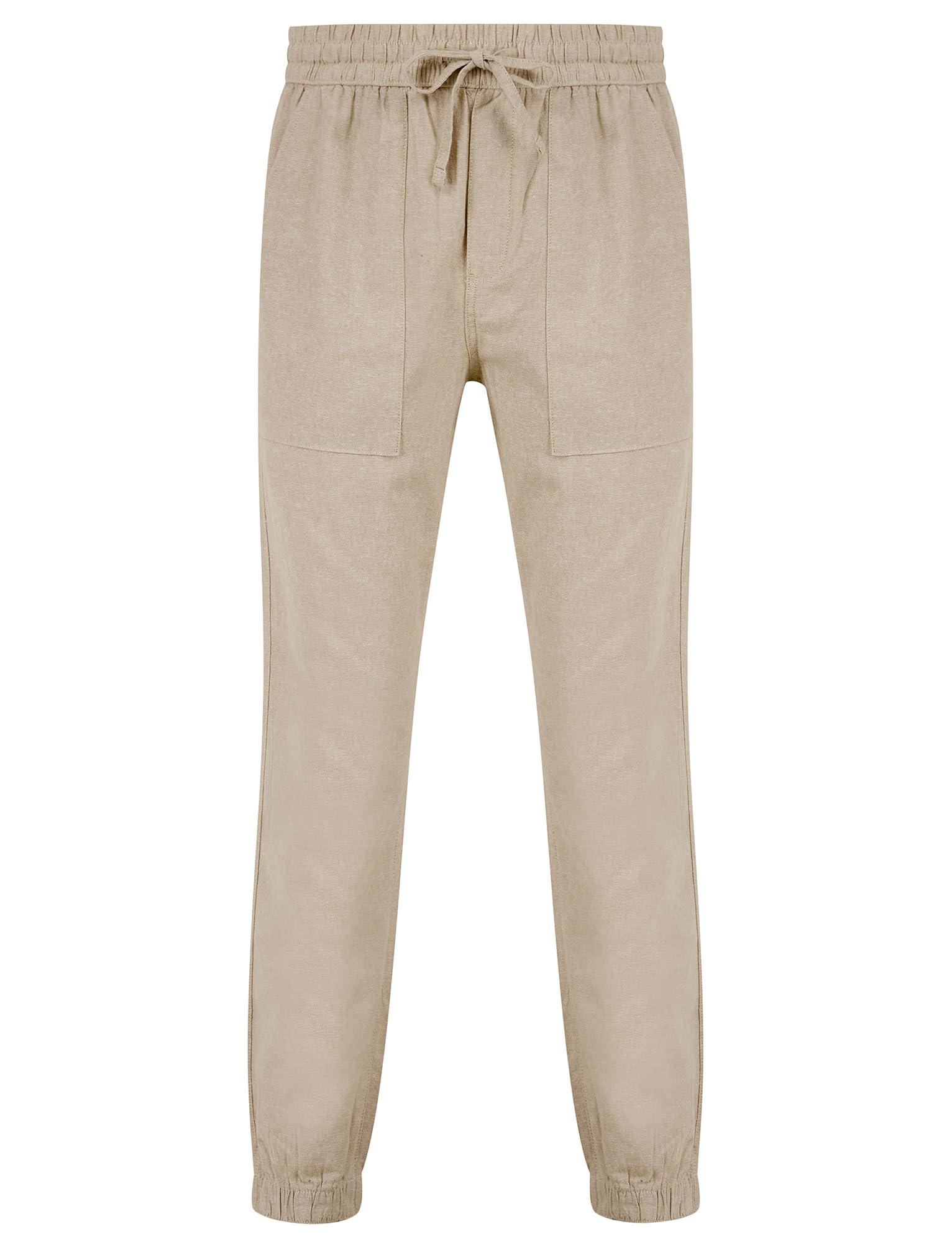Tokyo Laundry Men's Nomad Sand Linen Cotton Blend Comfort Fit Elasticated Waist Trousers