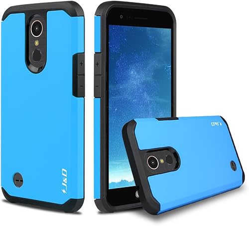 Miniatura 8 de J&D Funda híbrida resistente a prueba de golpes de doble capa para LG K20 V/K20 Plus/Harmony/K10 2017/V5/Grace, cubierta protectora resistente, negro