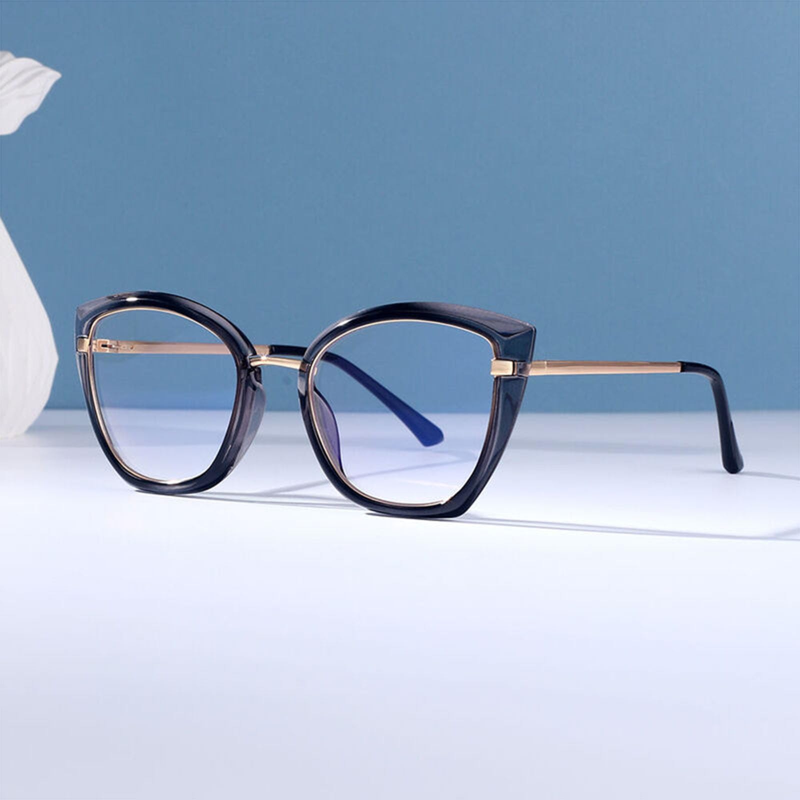 Occhiali da Lettura Occhio di Gatto Retrò:Metallo TR Frame Vintage con Anti Luce Blu Lenti Cerniera a Molla Occhiali Lettori per Donna Uomo